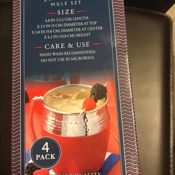 Hammered Moscow Mule 4 Piece set Red - Picture 4 of 6